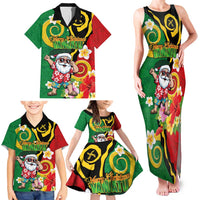 Vanuatu Christmas Family Matching Tank Maxi Dress and Hawaiian Shirt Funny Santa with Namele and Boar Tusk Tribal LT03 - Polynesian Pride