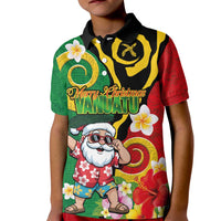 Vanuatu Christmas Kid Polo Shirt Funny Santa with Namele and Boar Tusk Tribal LT03 Kid Green - Polynesian Pride