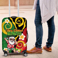Vanuatu Christmas Luggage Cover Funny Santa with Namele and Boar Tusk Tribal LT03 Green - Polynesian Pride