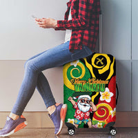 Vanuatu Christmas Luggage Cover Funny Santa with Namele and Boar Tusk Tribal LT03 - Polynesian Pride