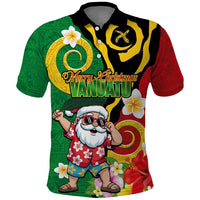 Vanuatu Christmas Polo Shirt Funny Santa with Namele and Boar Tusk Tribal LT03 Green - Polynesian Pride