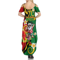 Vanuatu Christmas Summer Maxi Dress Funny Santa with Namele and Boar Tusk Tribal LT03 - Polynesian Pride