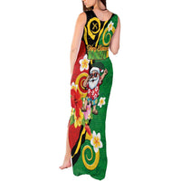 Vanuatu Christmas Tank Maxi Dress Funny Santa with Namele and Boar Tusk Tribal LT03 - Polynesian Pride