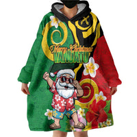 Vanuatu Christmas Wearable Blanket Hoodie Funny Santa with Namele and Boar Tusk Tribal LT03 - Polynesian Pride