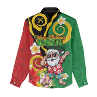 Vanuatu Christmas Women Casual Shirt Funny Santa with Namele and Boar Tusk Tribal LT03 - Polynesian Pride