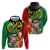 Vanuatu Christmas Zip Hoodie Funny Santa with Namele and Boar Tusk Tribal LT03 - Polynesian Pride