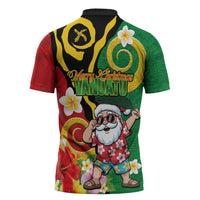 Vanuatu Christmas Zipper Polo Shirt Funny Santa with Namele and Boar Tusk Tribal LT03 - Polynesian Pride