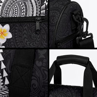 Hawaiian Tribal Tattoo and Plumeria Duffle Bag Polynesian Pattern Black Color