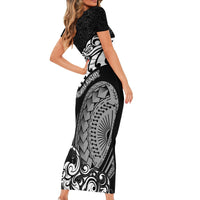 New Zealand Rugby Family Matching Short Sleeve Bodycon Dress and Hawaiian Shirt Maori Warrior Rugby Silver Fern Tribal Pattern LT03 - Polynesian Pride
