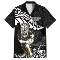 New Zealand Rugby Hawaiian Shirt Maori Warrior Rugby Silver Fern Tribal Pattern LT03 Black - Polynesian Pride