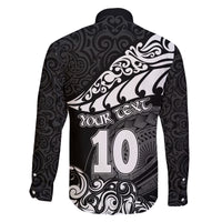 Custom New Zealand Rugby Family Matching Long Sleeve Bodycon Dress and Hawaiian Shirt Maori Warrior Rugby Silver Fern Tribal Pattern LT03 - Polynesian Pride