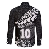 Custom New Zealand Rugby Family Matching Off Shoulder Long Sleeve Dress and Hawaiian Shirt Maori Warrior Rugby Silver Fern Tribal Pattern LT03 - Polynesian Pride