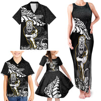 Custom New Zealand Rugby Family Matching Tank Maxi Dress and Hawaiian Shirt Maori Warrior Rugby Silver Fern Tribal Pattern LT03 - Polynesian Pride