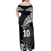 Custom New Zealand Rugby Off Shoulder Maxi Dress Maori Warrior Rugby Silver Fern Tribal Pattern LT03 - Polynesian Pride
