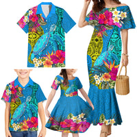 Polynesian Family Matching Mermaid Dress and Hawaiian Shirt The Turtle Jung Flower with Maori Pattern Ethnic Style LT03 - Polynesian Pride