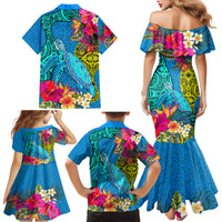 Polynesian Family Matching Mermaid Dress and Hawaiian Shirt The Turtle Jung Flower with Maori Pattern Ethnic Style LT03 - Polynesian Pride