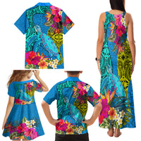 Polynesian Family Matching Tank Maxi Dress and Hawaiian Shirt The Turtle Jung Flower with Maori Pattern Ethnic Style LT03 - Polynesian Pride