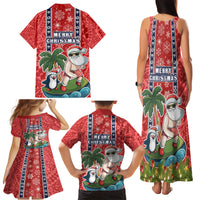 Hawaii Christmas Family Matching Tank Maxi Dress and Hawaiian Shirt The Santa Surfing Hawaii Xmas Style LT03 - Polynesian Pride