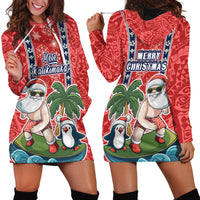 Hawaii Christmas Hoodie Dress The Santa Surfing Hawaii Xmas Style LT03 - Polynesian Pride