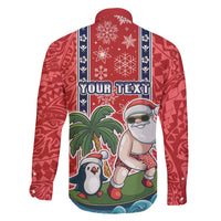 Custom Hawaii Christmas Family Matching Short Sleeve Bodycon Dress and Hawaiian Shirt The Santa Surfing Hawaii Xmas Style LT03 - Polynesian Pride
