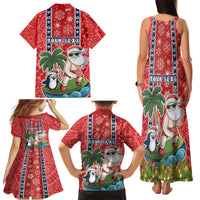 Custom Hawaii Christmas Family Matching Tank Maxi Dress and Hawaiian Shirt The Santa Surfing Hawaii Xmas Style LT03 - Polynesian Pride