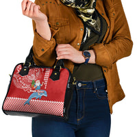 Custom Hawaii Mele Kalikimaka Shoulder Handbag Santa Riding The DolPhin Mix Kakau Pattern Red Style LT03 - Polynesian Pride