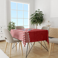 Custom Hawaii Mele Kalikimaka Tablecloth Santa Riding The DolPhin Mix Kakau Pattern Red Style LT03 - Polynesian Pride