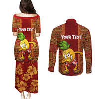 Custom Hawaii Couples Matching Puletasi Dress and Long Sleeve Button Shirt Aloha Funny Pineapple Mix Kakau Hawaiian Tribal LT03 - Polynesian Pride