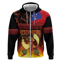 Samoan Siva Afi Hoodie Tribal Performers of Samoan Fire Knife Dancing LT03 Zip Hoodie Black - Polynesian Pride