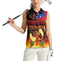 Samoan Siva Afi Women Sleeveless Polo Shirt Tribal Performers of Samoan Fire Knife Dancing LT03 - Polynesian Pride