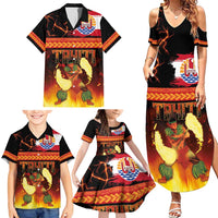 Tahitian Siva Afi Family Matching Summer Maxi Dress and Hawaiian Shirt Tribal Performers of Tahitian Fire Knife Dancing LT03 - Polynesian Pride