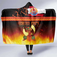 Tahitian Siva Afi Hooded Blanket Tribal Performers of Tahitian Fire Knife Dancing LT03 One Size Black - Polynesian Pride