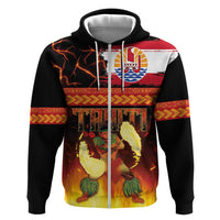 Tahitian Siva Afi Hoodie Tribal Performers of Tahitian Fire Knife Dancing LT03 Zip Hoodie Black - Polynesian Pride