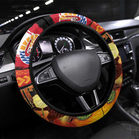Tahitian Siva Afi Steering Wheel Cover Tribal Performers of Tahitian Fire Knife Dancing LT03 Universal Fit Black - Polynesian Pride