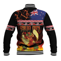 Aotearoa Siva Afi Baseball Jacket Tribal Performers of Aotearoa Fire Knife Dancing