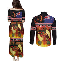 Aotearoa Siva Afi Couples Matching Puletasi and Long Sleeve Button Shirt Tribal Performers of Aotearoa Fire Knife Dancing LT03 - Polynesian Pride