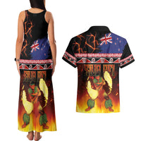 Aotearoa Siva Afi Couples Matching Tank Maxi Dress and Hawaiian Shirt Tribal Performers of Aotearoa Fire Knife Dancing LT03 - Polynesian Pride
