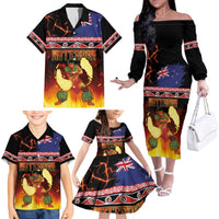 Aotearoa Siva Afi Family Matching Off The Shoulder Long Sleeve Dress and Hawaiian Shirt Tribal Performers of Aotearoa Fire Knife Dancing LT03 - Polynesian Pride