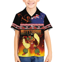 Aotearoa Siva Afi Family Matching Off The Shoulder Long Sleeve Dress and Hawaiian Shirt Tribal Performers of Aotearoa Fire Knife Dancing LT03 Son's Shirt Black - Polynesian Pride