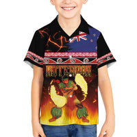 Aotearoa Siva Afi Family Matching Puletasi and Hawaiian Shirt Tribal Performers of Aotearoa Fire Knife Dancing LT03 Son's Shirt Black - Polynesian Pride