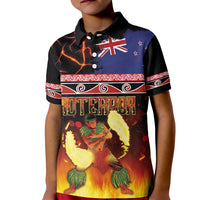 Aotearoa Siva Afi Kid Polo Shirt Tribal Performers of Aotearoa Fire Knife Dancing LT03 Kid Black - Polynesian Pride