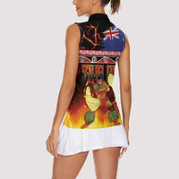 Aotearoa Siva Afi Women Sleeveless Polo Shirt Tribal Performers of Aotearoa Fire Knife Dancing LT03 - Polynesian Pride