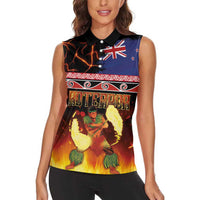 Aotearoa Siva Afi Women Sleeveless Polo Shirt Tribal Performers of Aotearoa Fire Knife Dancing LT03 - Polynesian Pride