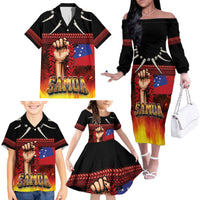 Personalised Samoan Spirit - Samoa Tribal Heritage Family Matching Off The Shoulder Long Sleeve Dress and Hawaiian Shirt LT03 - Polynesian Pride