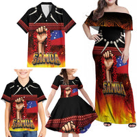 Personalised Samoan Spirit - Samoa Tribal Heritage Family Matching Off Shoulder Maxi Dress and Hawaiian Shirt LT03 - Polynesian Pride