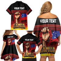 Personalised Samoan Spirit - Samoa Tribal Heritage Family Matching Off Shoulder Short Dress and Hawaiian Shirt LT03 - Polynesian Pride
