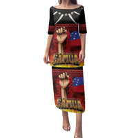 Personalised Samoan Spirit - Samoa Tribal Heritage Family Matching Puletasi and Hawaiian Shirt LT03 Mom's Dress Black - Polynesian Pride
