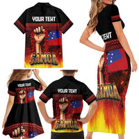 Personalised Samoan Spirit - Samoa Tribal Heritage Family Matching Short Sleeve Bodycon Dress and Hawaiian Shirt LT03 - Polynesian Pride