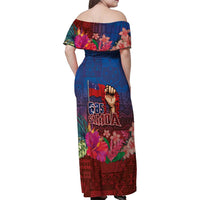 Proud of Samoa Family Matching Off Shoulder Maxi Dress and Hawaiian Shirt Ula Nifo with Samoa 685 and Hibiscus Tapa Tribal Pattern LT03 - Polynesian Pride