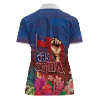 Proud of Samoa Women Polo Shirt Ula Nifo with Samoa 685 and Hibiscus Tapa Tribal Pattern